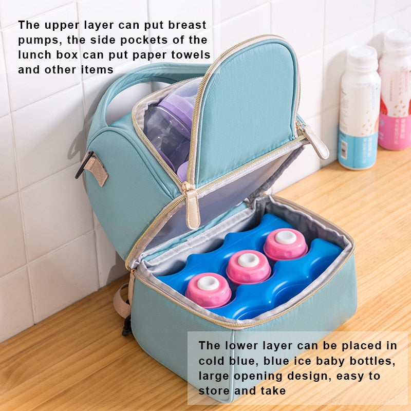 Double Layer Cooler Bag Mother Milk Preservation Picnic Camping Food Carrier Bag